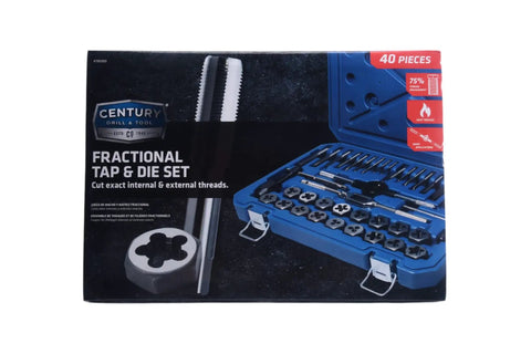 Box of Fractional Tap And Die Set, 40-Piece Steel, With Precision Formed Threads, Heat Treated, for Home Garages And Pro Shops