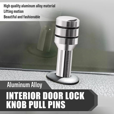 4 Piece Car Door Latch Catch Kit With Solid Alloy Interior Door Lock Knob Pull Pins, 1.93 By 0.47 Inches, Silver Finish