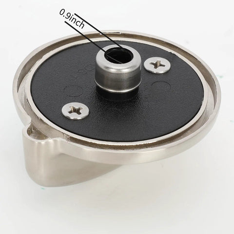 Underside view of stainless steel stove knob with 0.9-inch shaft for Five Pack Stove Knob Replacements For Profile Cooktop Oven Rang