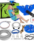 120 Foot Zip Line Kit For Kids And Adults with swing seat, steel trolley, and accessories for outdoor backyard fun