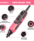 Rock Solid Corded Rotary Tool Kit With 180 Watt Motor Variable 8000 To 35000 Rpm showing 6-speed control and spindle lock.