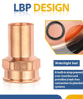 One Hundred Pack Copper 1 Inch Street Adapter Fitting Press Connect To Npt Female Thread Connector For Hot And Cold Water Supply heavy duty watertight seal design.