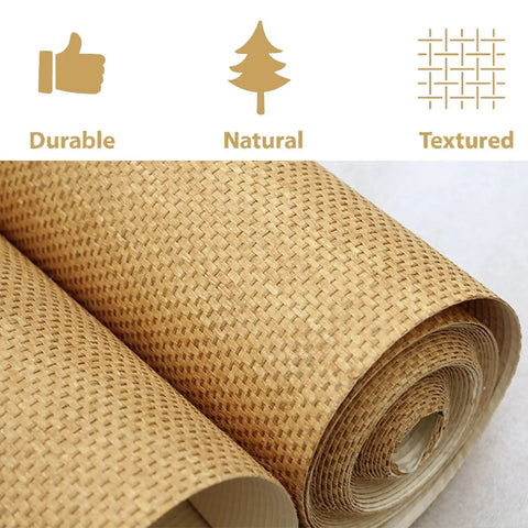 Real Deal Grasscloth Wallpaper Featuring Textured Woven Weave And Natural Plant Fiber Texture Sets Top Tier Decor Vibes For Any Room While Making Installation Dead Straight With Heavy Duty Non Prepasted Roll In Classic Beige - close-up of textured beige wallpaper rolls.
