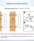 Installation notes for Square 10 Inch Matte Black Cabinet Pulls Set Of 25 For Kitchen And Bath Cabinets, showing screw adjustments.