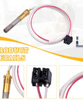 750mV thermopile sensor assembly for Rheem/Ruud Richmond gas water heater; white cable with pink stripe and brass connector