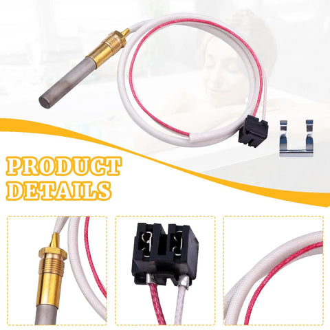 750mV thermopile sensor assembly for Rheem/Ruud Richmond gas water heater; white cable with pink stripe and brass connector