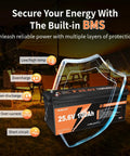 Rugged 24V 100Ah LiFePO4 Battery With 100A BMS Delivers 2560Wh Of Power Built For 15000 Plus Deep Cycles highlighted in outdoor setting