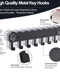 Adhesive Wall Key Holder With 8 Hooks No Drill Key Rack Easy Install Matte Black Finish For Entryway Kitchen Hallway RV