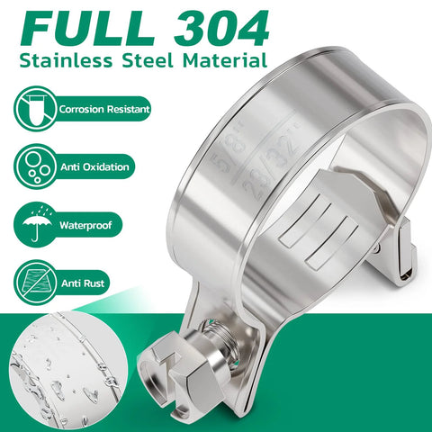 Front view OURU 52-piece 304 stainless fuel line clamps; adjustable 7-18 mm (9/32-23/32 in) automotive hose clamps