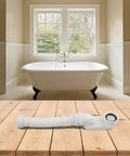 Flexible Rubber Drain Trap With G1-1/2 Threaded Ends For Bathtub Drain Applications And Straightforward Integration on wooden surface.