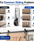 Dead Nuts Heavy Duty Vertical Track Roller Wheels With Quiet Rubber Casters And Zero Wobble Glide for fixing sliding door problems.