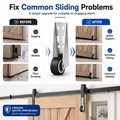 Dead Nuts Heavy Duty Vertical Track Roller Wheels With Quiet Rubber Casters And Zero Wobble Glide for fixing sliding door problems.