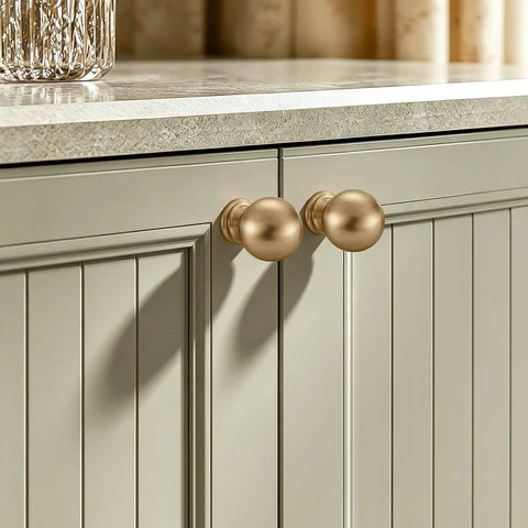 Solid Core Zinc Alloy Cabinet Knobs 1 Inch Round Ball Drawer Pulls In Champagne Bronze Finish for kitchen update on cabinets