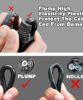 60 Foot Outdoor Extension Cord Black 16 AWG SJTW Heavy Duty 3 Prong Power Cable showing plump vs hollow end protection.