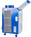 Heavy Hitter Commercial Portable Air Conditioner Cranking 29000 BTU For Tough Industrial Spot Cooling And Guaranteed No Sweat Relief Across Large Facility Zones on wheeled base with venting hose.