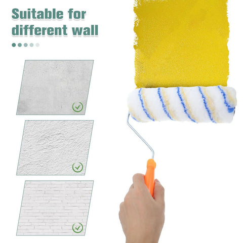 Set Of 3 Pro Grade Paint Rollers For Walls And House Painting with smooth even coverage on different wall textures.