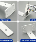 Heavy Duty L Shelf Brackets Built Tough 6 Inch Hidden Mount Corner Wall Shelves Supports One Fifth Inch Thick Metal White 4 Pack