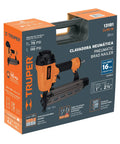 Heavy Duty 16 Gauge Pneumatic Air Brad Nailer Shoots One Inch Up To Two And One Half Inch Brads with ergonomic grip and packaging.