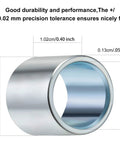 Close-up of iron spacer with precise dimensions from Skateboard Truck Hardware Kit With 8 Spacers 8 Axle Nuts And 40 Speed Rings.