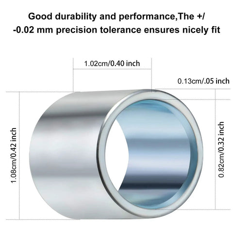 Close-up of iron spacer with precise dimensions from Skateboard Truck Hardware Kit With 8 Spacers 8 Axle Nuts And 40 Speed Rings.
