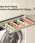 Adjustable Pull Out Trouser Rack For Wardrobe Hidden Clothes Drying Rack Above Washing Machine with towels