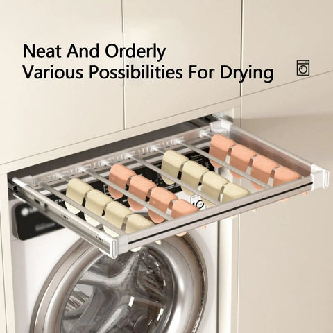 Adjustable Pull Out Trouser Rack For Wardrobe Hidden Clothes Drying Rack Above Washing Machine with towels