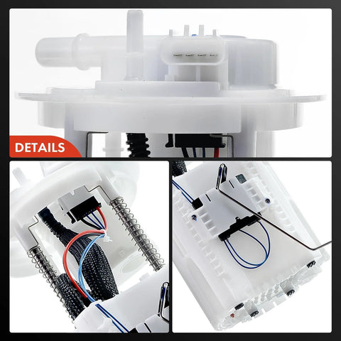 Close-up view of Electric Fuel Pump Module Assembly With Sending Unit Drop In Replacement For Chrysler 200 2015 2016, Dodge Dart 2013 2014 2016, Jeep Cherokee 2014 2016 L4 2.0L 2.4L Premium Quality Fuel Delivery Upgrade For Reliable Start And Smooth Performance, showing internal wiring and components.