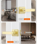 Heavy Duty Entry Lock Lever Set With Gold Handles Four Pack Keyed Alike Or Keyed Entry Reversible brass finish exterior interior doors