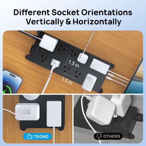 Power Strip Surge Protector With 10 Widely Spaced Outlets 2 USB C Ports And 2 USB A Ports 1875W 4000J Surge Protection
