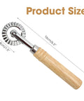 Pizza cutter wheel with wooden handle and fluted zinc-alloy blade, 16 cm long