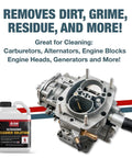 Top Shelf Ultrasonic Cleaner Solution One Gallon Concentrate with carburetor, effective for tough grease removal.