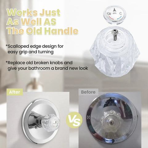 RP2391 Compatible Shower Handle Replacement Kit for 600 Series Tub and Shower Faucets shown in before and after comparison
