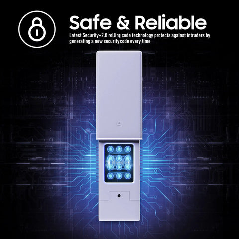 Universal Garage Door Opener Keypad With Wireless Keyless Entry For Outside Use with illuminated buttons and secure code technology