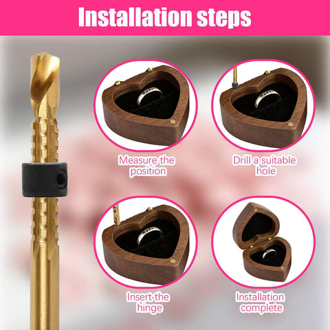 Installation steps for 25 Piece Brass Hidden Cylinder Hinges Kit With Drill Locator And L Shaped Hex Wrench for crafts