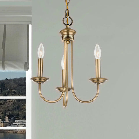 Antique Brass Mini Chandelier Medium Size Ceiling Light Fixture With Traditional Design, Durable Steel Build, Chic Vibe