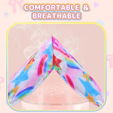 Kids KN95 Face Mask Disposable 50 Pack Small Size For Children Breathable Unicorn Design showing breathable fabric