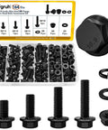 M8 Flange Hex Bolt Assortment Kit With Flat And Spring Washers And Hex Nuts, 164 Pc Metric Fastener Set in durable storage box.
