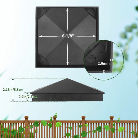Image showing Heavy Duty Aluminum Pyramid Post Cap For 6 By 6 Wood Posts Matte Black Powder Coated Finish Weather Resistant
