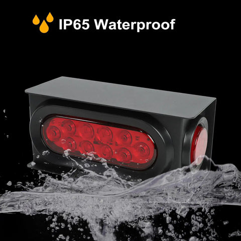 Two Piece Welded Steel Trailer Light Kit With 6 Inch Oval Red Tail Lights Featuring 10 LEDs And 2 Inch Red Round Side Marker Lights