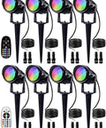 8 Pack 12W RGB Low Voltage Landscape Lights with Remote Control Spotlight Waterproof Outdoor Garden Yard Decor for Halloween and Christmas Ambience Lighting for a Lit Up Yard