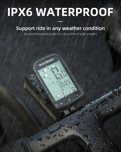 Ride Ready Bike Computer With Four Satellite Systems GPS GLONASS BDS GALILEO ANT Plus Bluetooth Waterproof 2.9 Inch LCD Cycling Computer on wet bike handlebar