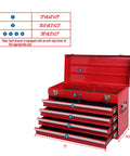 Open 4-Drawer Heavy Duty Metal Tool Chest With Ball Bearing Slides Portable Steel Tool Box Lockable Organizer With EVA Liners