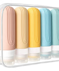On The Go Travel Bottles For Toiletries Set 5 Pack TSA Approved 3oz Leak Proof Refillable Containers With BPA Free Toiletry Bag