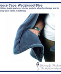 Woman showcasing inside pocket of Cozy Wedgwood Blue Fleece Jacket for Women with Inside Pockets All Season Comfort and Go To Wardrobe Favorite