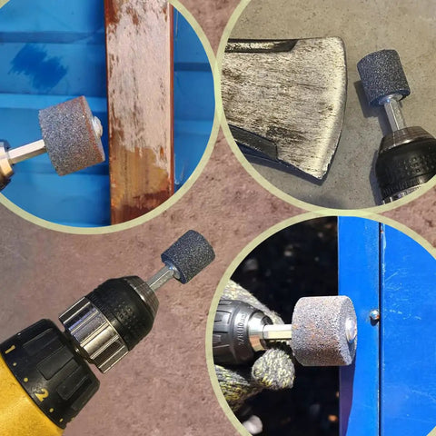 Five Pack Pro Grade Abrasive Stone Grinding Wheels With One Quarter Inch Shank One And A Half Inch By One Inch Aluminum Oxide Mounted Grinding Wheel Set For Drill Grinder And Rotary Tool Polishing And Sharpening in use