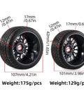 RC Car Repair Kit For Felony Infraction RWD And Mustang GT 1/7 Scale, Includes 2 Front And 2 Rear Wheels With 17mm Hex Hubs