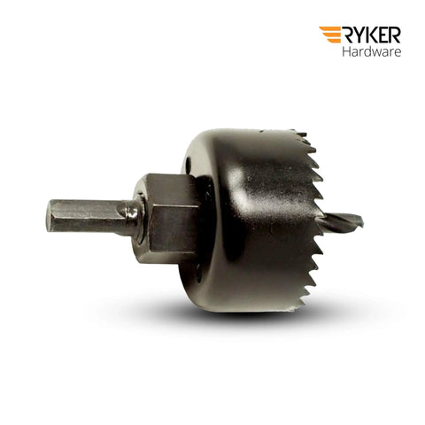 Hole Saw Kit For Wood Durable Carbon Steel With High Precision Cutting Teeth close-up showing mandrel attachment