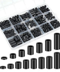 345 Pcs Black Nylon Electrical Outlet Spacers Kit Non Threaded Round Plastic Spacers Set In 15 Sizes M3 And M4 Inner Diameters 1 To 15 mm High Temperature Oil Resistant Corrosion Resistant Durable. in organizer box