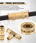 Brass DOT Air Line Fittings Kit 35 Piece Set with quick-connect straight and tee unions shown in rotation for heavy duty semi rigs.