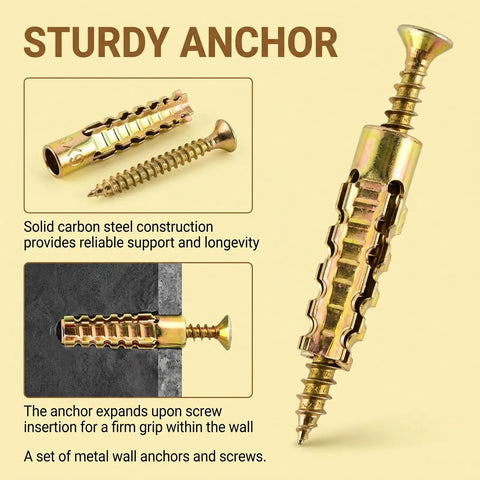 30 Packs Hollow Wall Anchors With Screws For Loose Hinges And Cabinet Doors Durable Metal Anchors To Repair Stripped Holes In Drywall Keep Picture Frames And Shelves Secure Simple Home Fix Fastener Assortment, metal wall anchor and screw